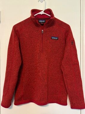 Patagonia #25617 Womens Better Sweater 1/4-Zip Fleece Pullover Jacket M Red Logo